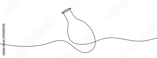 Continuous line drawing of vase. One line drawing background. Vector illustration. Linear drawing of a vase