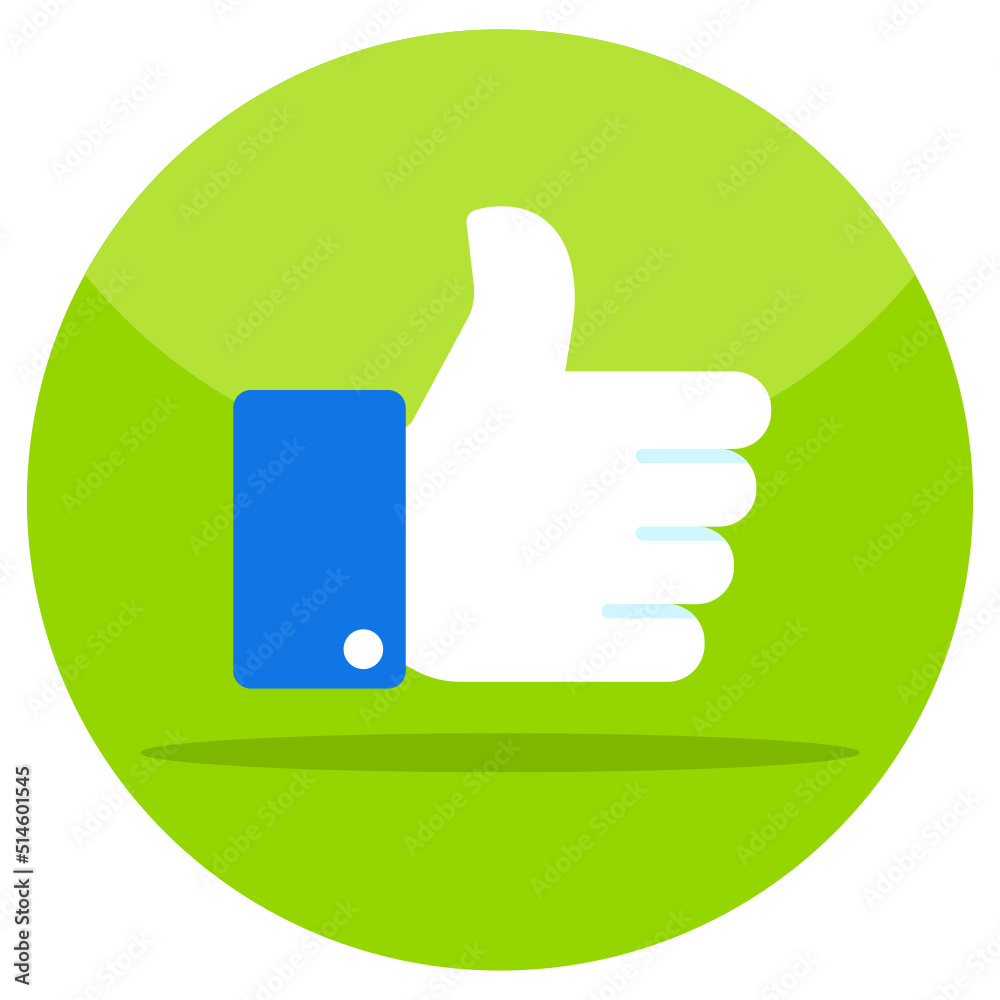 A colored design icon of thumbs up