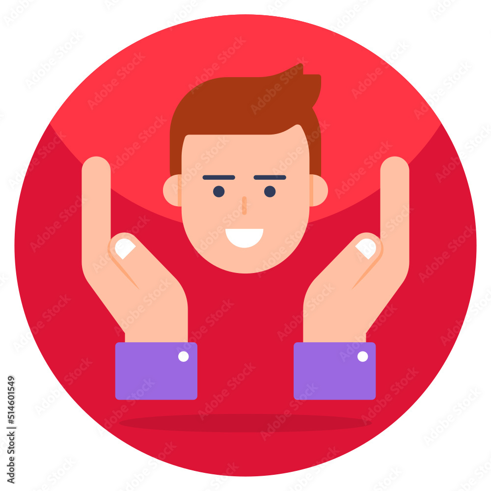 Avatar inside hands, icon of employee care Avatar inside hands, icon of employee care
