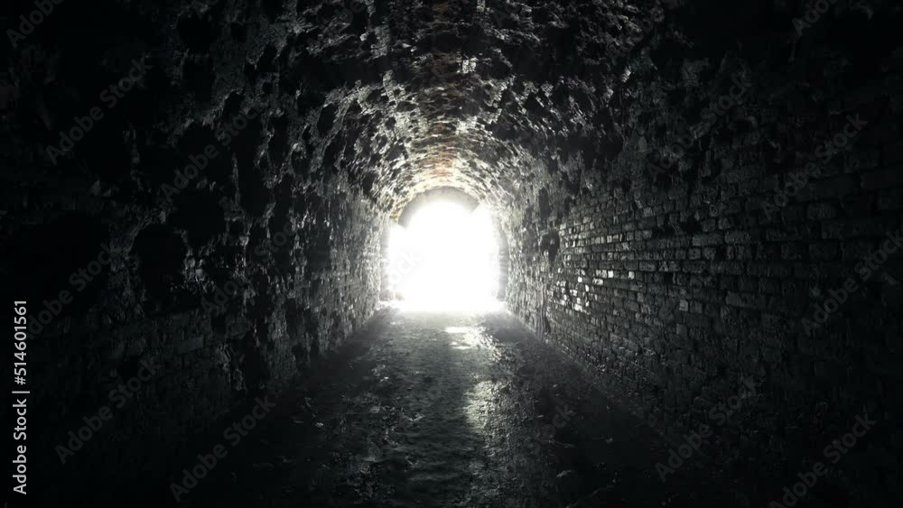 Old Grunge Tunnel with Light on the End