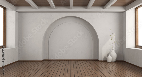 Fototapeta Naklejka Na Ścianę i Meble -  Empty white room with arch wall