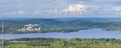 View from Kuopio tower on the city of Kuopio and surroudings in Finland photo