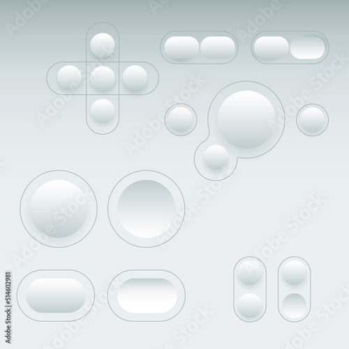 3D Buttons,Soft UI Buttons With White Background.