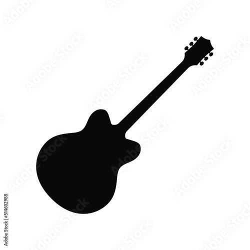 Electric bass guitar icon. Black silhouette of guitar. Music instrument icon isolated. Vector illustration.