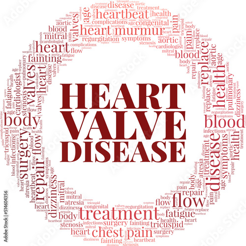 Heart Valve Disease word cloud conceptual design isolated on white background.