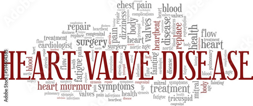Heart Valve Disease word cloud conceptual design isolated on white background.