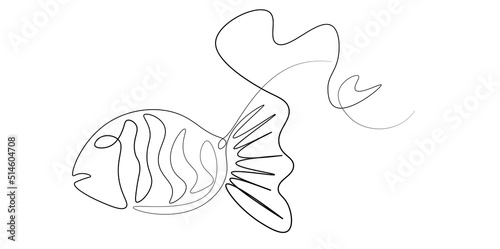 continuous line art of fish logo bungeoppang line art illustration
