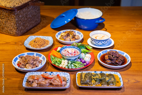 set of Thai southern food for dinner