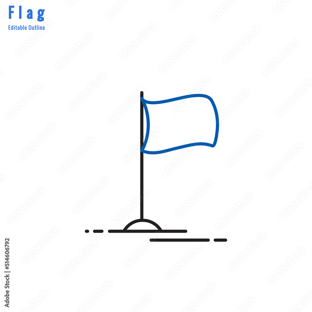 Flag icon, Competition flag, Business milestone, success, Thin line editable stroke
