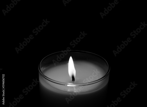 Canvas Print The concept of mourn, Candle dark on black background, RIP, Black and white phot