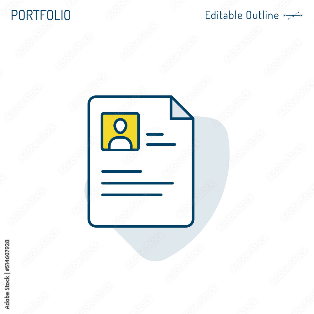 Resume icon, Portfolio, Identity card icon, Identification paper, Human Resource, Corporate Business office files, Editable stroke