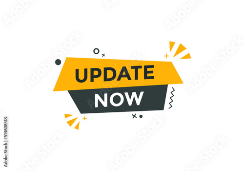 Update now text label sticker banner. Vector Illustration Update now Button.
