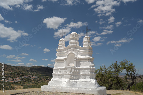 Vicar altar a sunny day with clouds, religious monument, Monda, Malaga, Spain