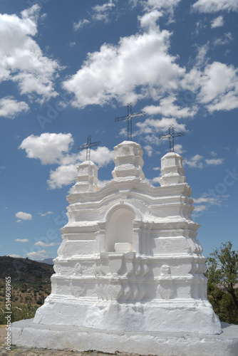 Vicar altar a sunny day with clouds in the sky, religious monument, Monda, Spain