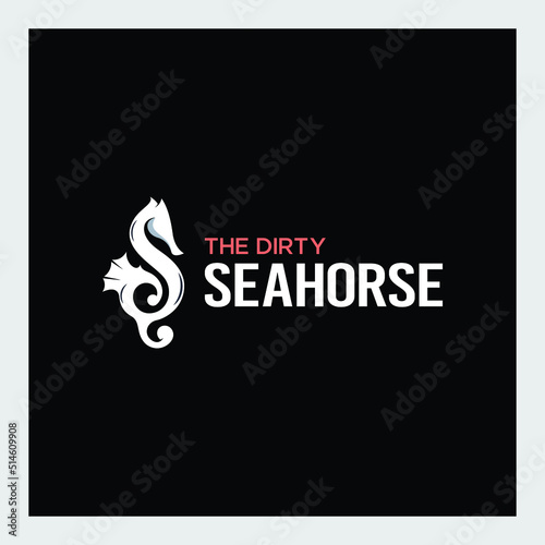 music character seahorse logo design