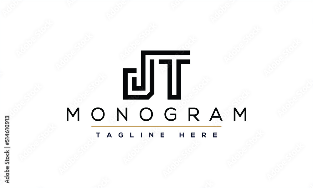 Creative letter JT Logo Design Vector Template. Initial Linked Letter JT Logo Design Creative letter JT Logo Design Vector Template. Initial Linked Letter JT Logo Design