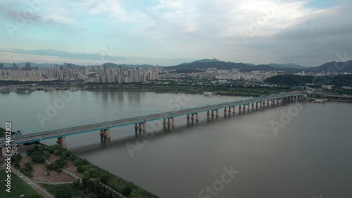 Wallpaper Mural Aerial Drone of Seoul Han River and Dongjak Bridge Torontodigital.ca