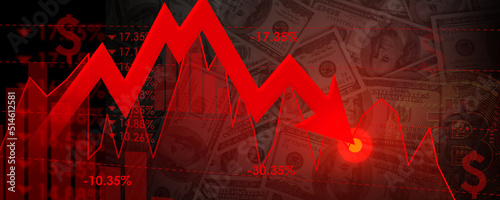 arrow down and red line chart