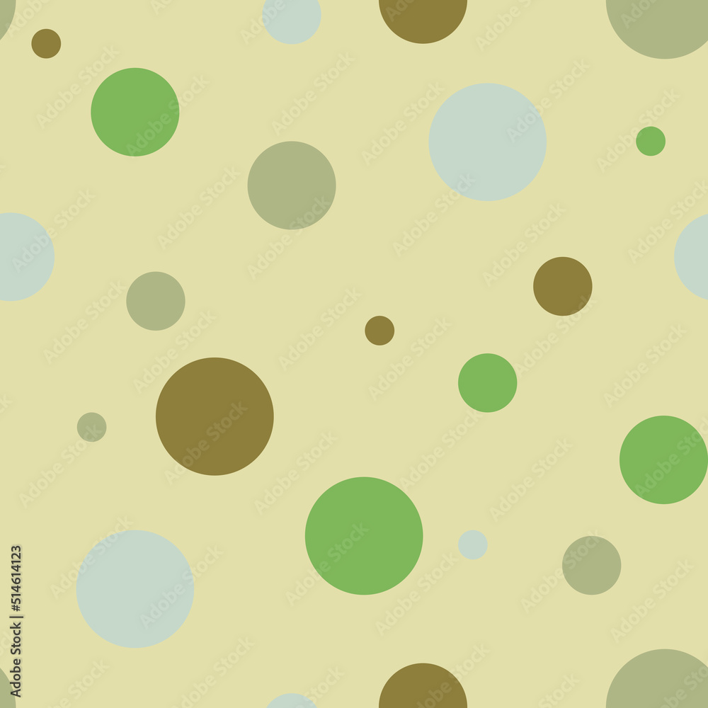 Seamless vector pattern with fun circles on green background. Simple geometrical shape wallpaper design. Decorative dot texture fashion textile. Seamless vector pattern with fun circles on green background. Simple geometrical shape wallpaper design. Decorative dot texture fashion textile.