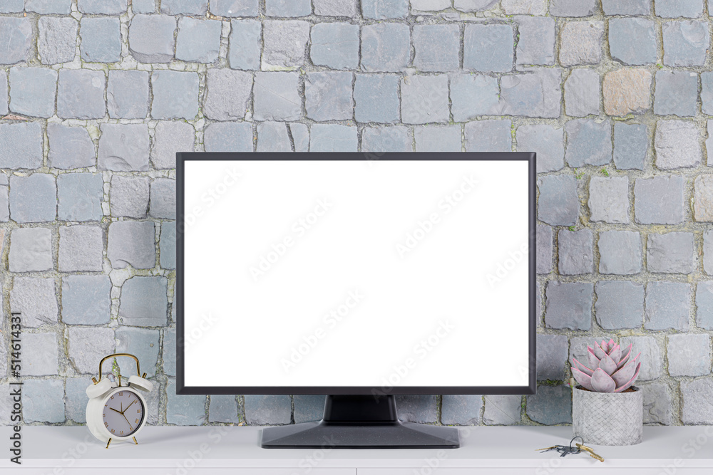 Fototapeta premium 3d rendered illustration of a computer desktop with a mock up monitor.