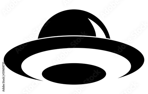 Black Retro UFO Alien Silhouette