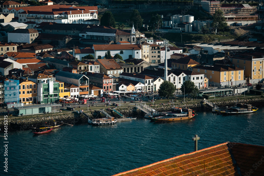 View of the Douro Riverfront at Vila Nova de Gaia in Porto, Portugal.