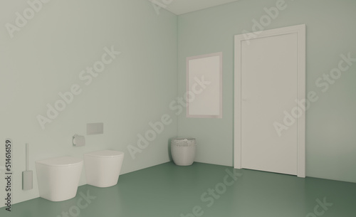 . Bathroom interior bathtub. 3D rendering.
