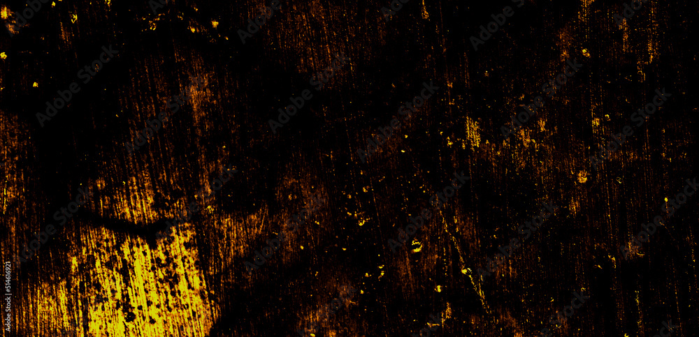 Yellow abstract concrete wall on structured dark background color.