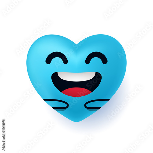 Cute happy heart character smiling with hand hugging. Happy Valentine's Day illustrations for feeling of love