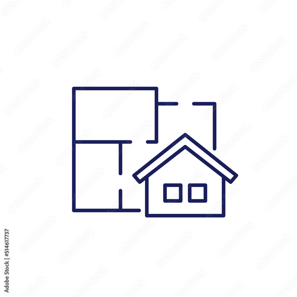 Home plan, room layout line icon Home plan, room layout line icon