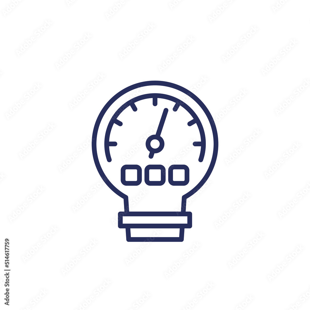 Gas meter line icon on white Gas meter line icon on white