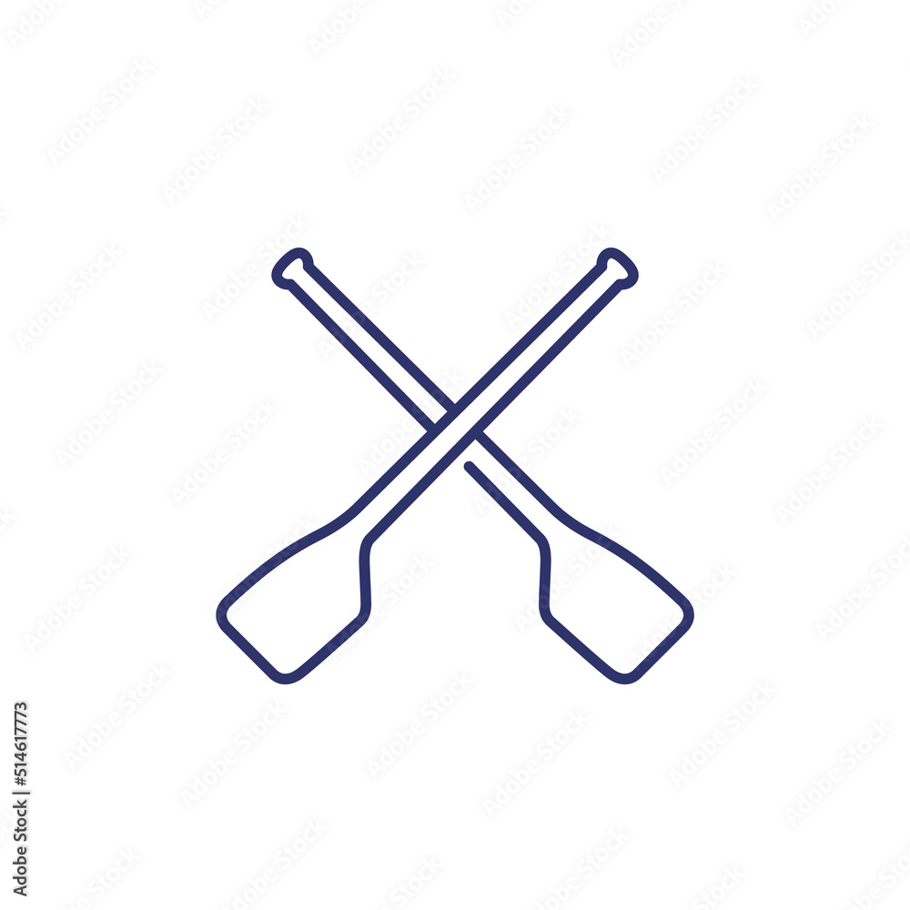 Oars, rowing line icon on white Oars, rowing line icon on white