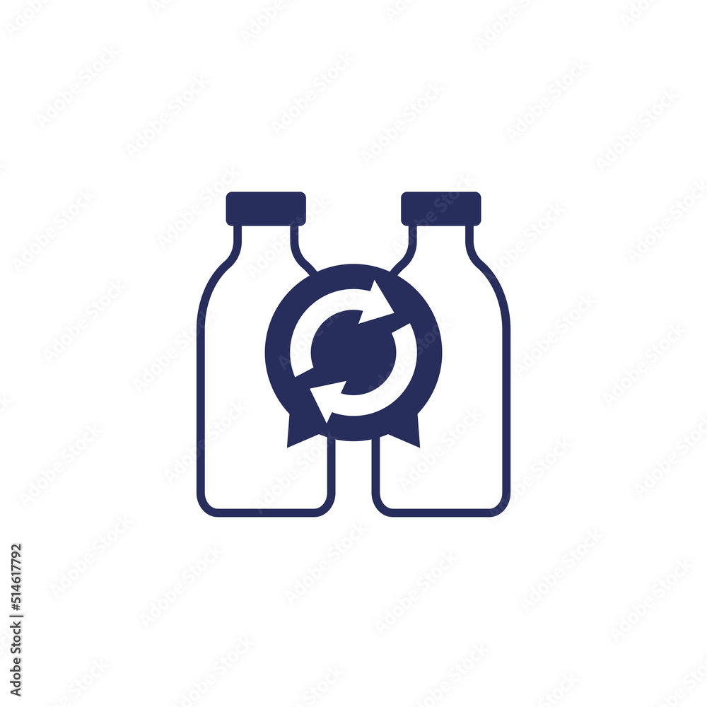 plastic bottles recycling icon on white