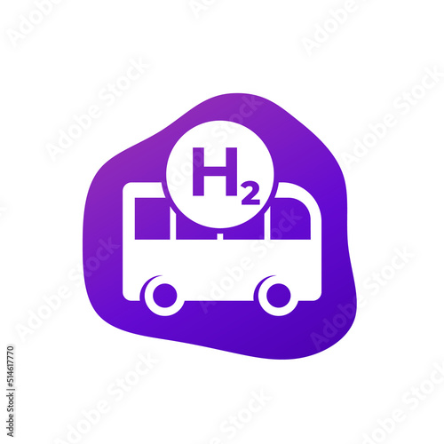 hydrogen bus icon, clean transport vector