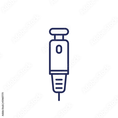 insulin pen icon, insulin injection line vector