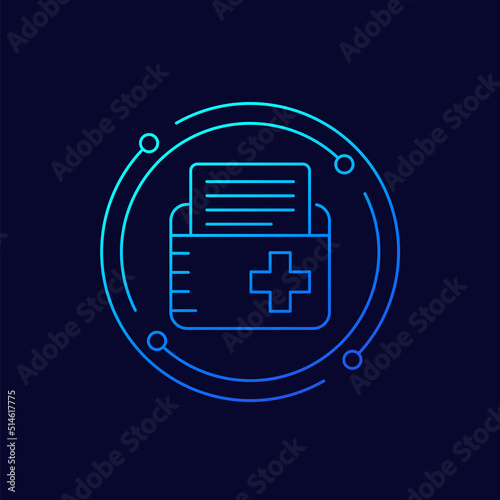 medical history or patient file icon, linear design