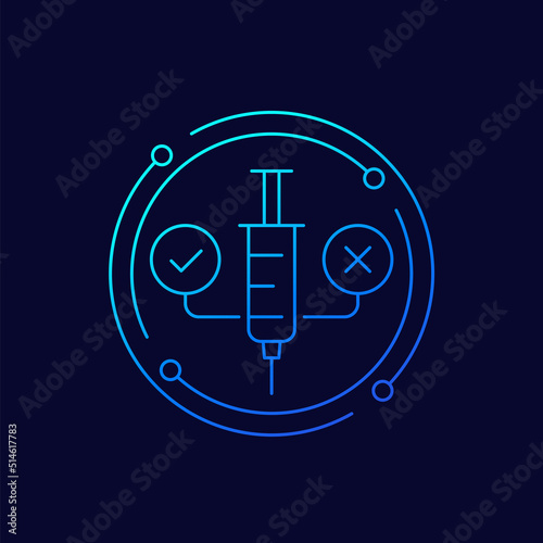 Pros and cons of vaccination icon, linear design