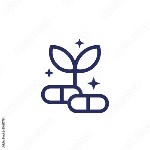natural supplements, pills line icon