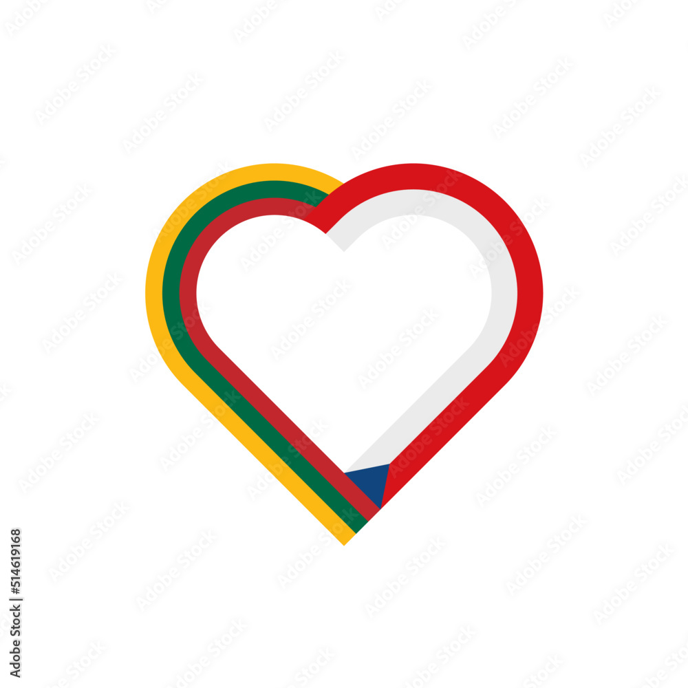 unity concept. heart ribbon icon of lithuania and czech republic flags. vector illustration isolated on white background