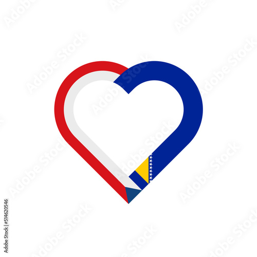 unity concept. heart ribbon icon of czech republic and bosnia and herzegovina flags. vector illustration isolated on white background
