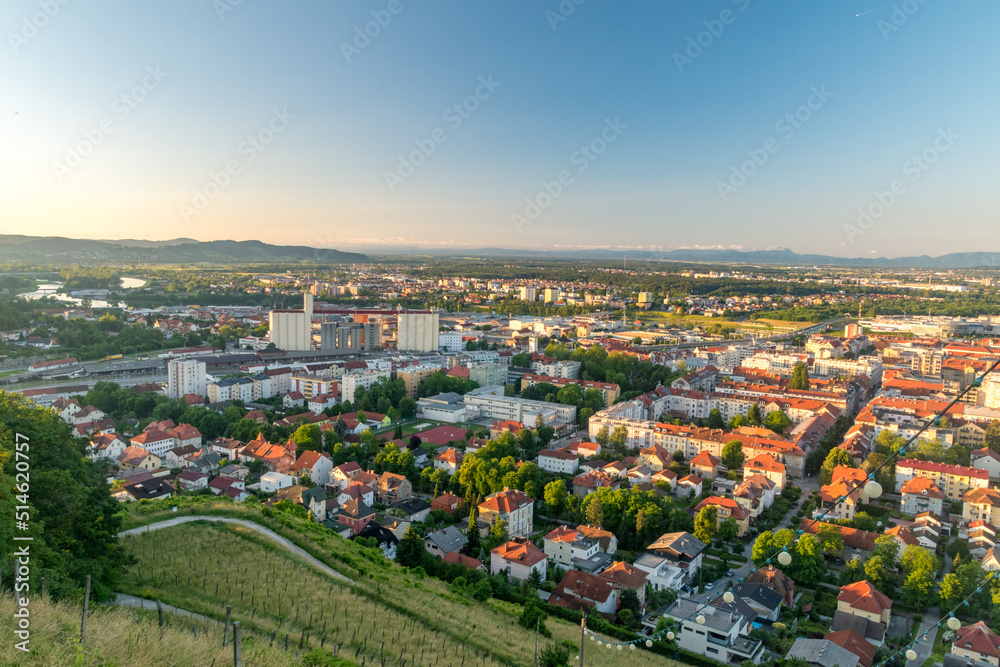 Panoramic view on Maribor city in the morning.