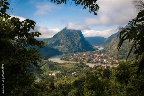 Landscape of Nong Khiaw city from Pha Daeng Peak Viewpoint  Laos