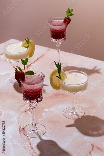 cocktail with strawberry and lemon