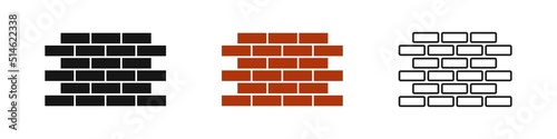 Brick wall. Vector illustration. Brick walls collection on white background.