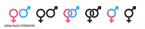 Gender symbol set. Vector isolated illustration. Male and female icon collection. Male Female sign.
