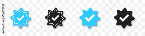 Verification icon set. Checkmark profile verified symbols. Tick sign. Vector illustration.