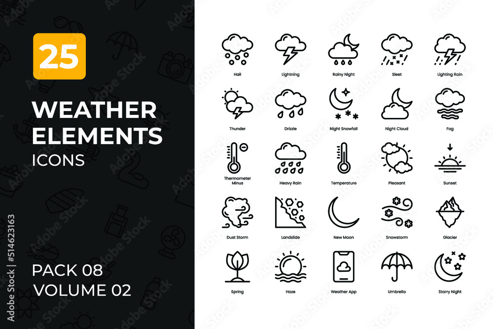 Weather Icons Collection. Set contains such Icons as rainy day, sunny day, rain, weather, and more.