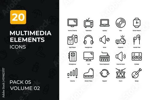 Multimedia Icons Collection. Set contains such Icons as television, dvd, computer, music, and more. photo