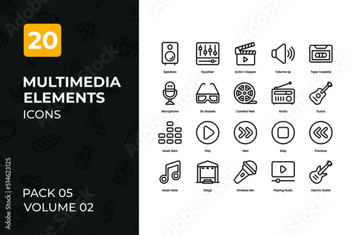 Multimedia Icons Collection. Set contains such Icons as television, dvd, computer, music, and more.