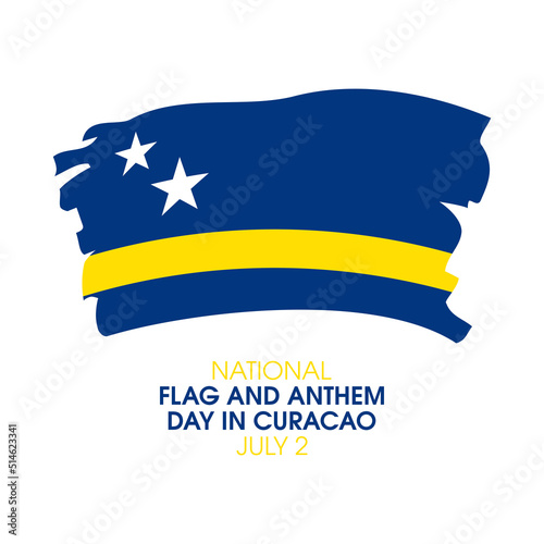 National Flag and Anthem Day in Curacao vector. Abstract paintbrush Flag of Curaçao icon vector isolated on a white background. Waving Curacao flag grunge design element. July 2. Important day